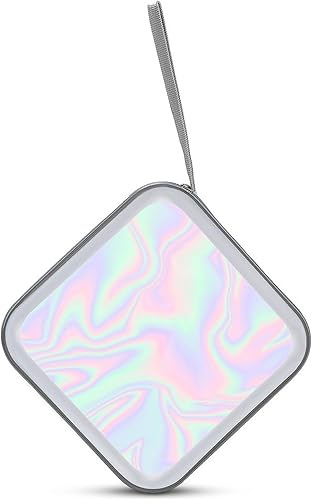 Miniatura 3 de Estuche holográfico pastel de 40 capacidades para CD y DVD, organizador de carpetas de almacenamiento de CD de plástico duro para auto y hogar