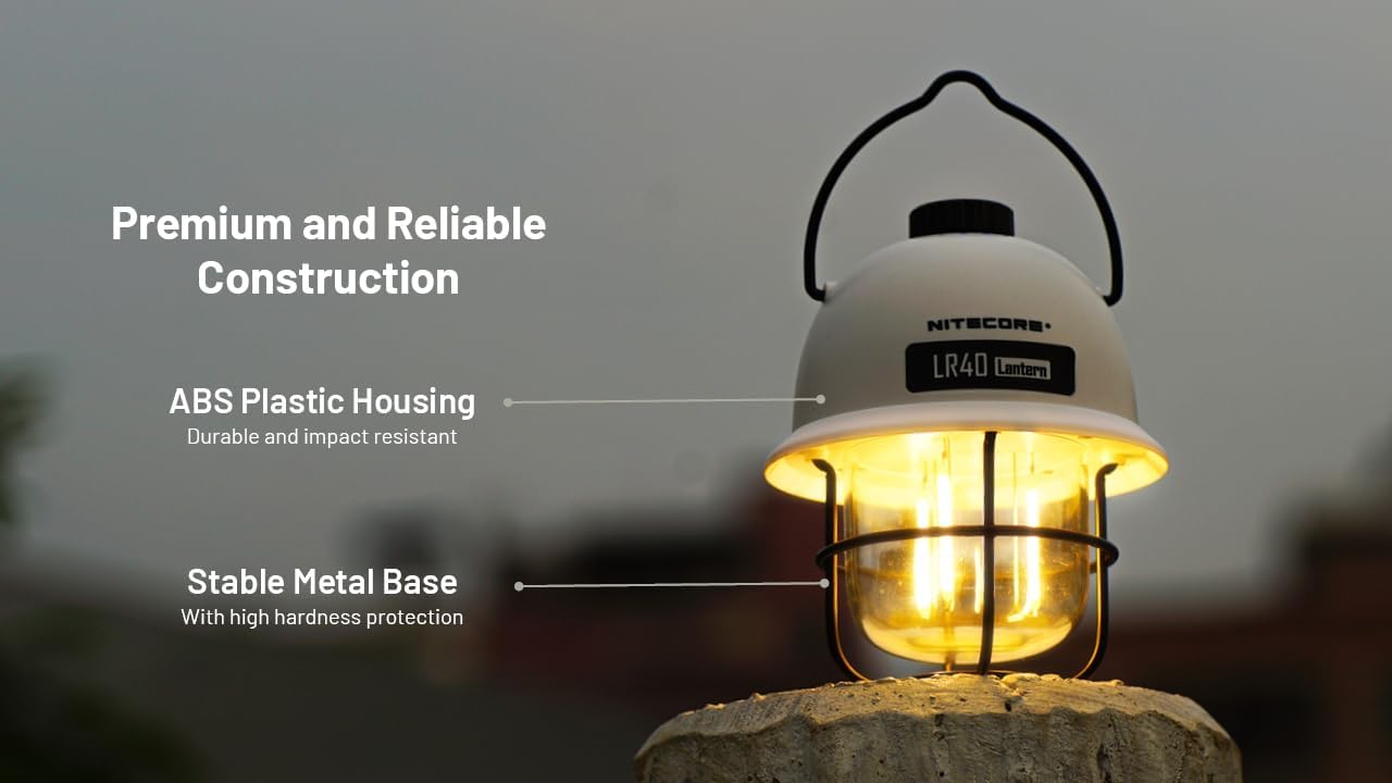 NITECORE LR40 Multifunct al Rechargeable Camping Lantern 100 Lumens w/Eco-Sensa USB C Charging Cable - Green
