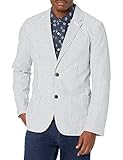 Amazon Brand - Goodthreads Men's Slim-Fit Seersucker Blazer, White/Blue, Large