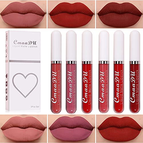 6Pcs Matte Liquid Lipstick Makeup Set, Matte liquid Long-Lasting Wear High Pigmented Non-Stick Cup Not Fade Waterproof Lip Gloss 6 colours, Lip Matte Makeup Lipgloss Beauty Cosmetics(Set of 6-B)