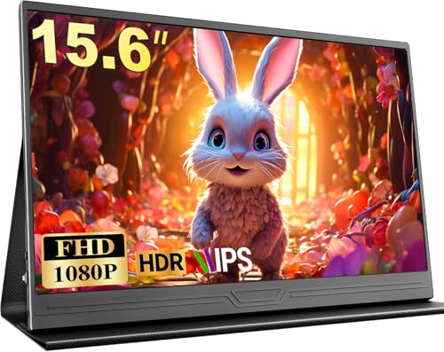 MOMODS Portable Monitor, 15.6 Zoll Tragbarer Mobiler Monitor 1080P FHD IPS FreeSync mit Mini HDMI USB C, Zweitbildschirm f&uuml;r Laptop/PC/Mac/PS5/Xbox