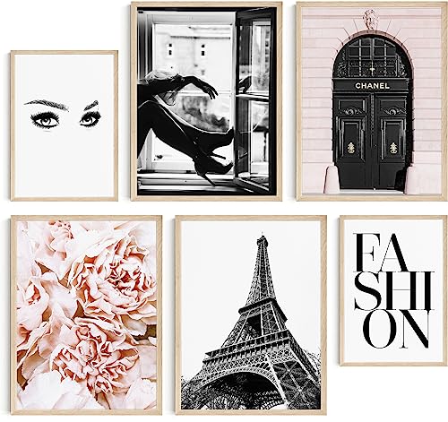 Hambient Laminas Decorativas Pared para Cuadros Decoracion Salon Modernos, Dormitorios, Habitacion, Posters SIN Marco (Moda Paris Coco Peonias, 4x 30x40 cm, 2x 21x30 cm - Sin Marcos)