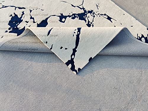 Image of Cracks Carpet for Living Room Size 6x8 Feet (180x240 cm) Color Ivory Blue