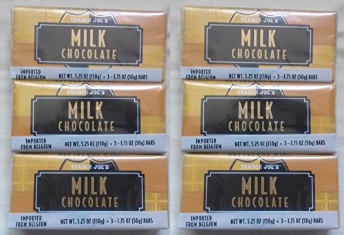 NEW Trader Joe's Milk Chocolate Candy Bars 6 PACK (18 candy bars total) NO ARTIFICIAL FLAVORS/COLORS...