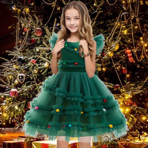 keaiyouhuo Girls Christmas Tree Dress Costume Kid Xmas Outfit with Accessories3