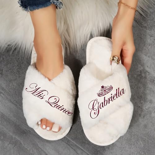 Personalized Quince Slippers for Getting Ready for Quinceanera - Mis Quince Slippers, Mama De Quince Slipper, Custom Quinceanera Gifts3
