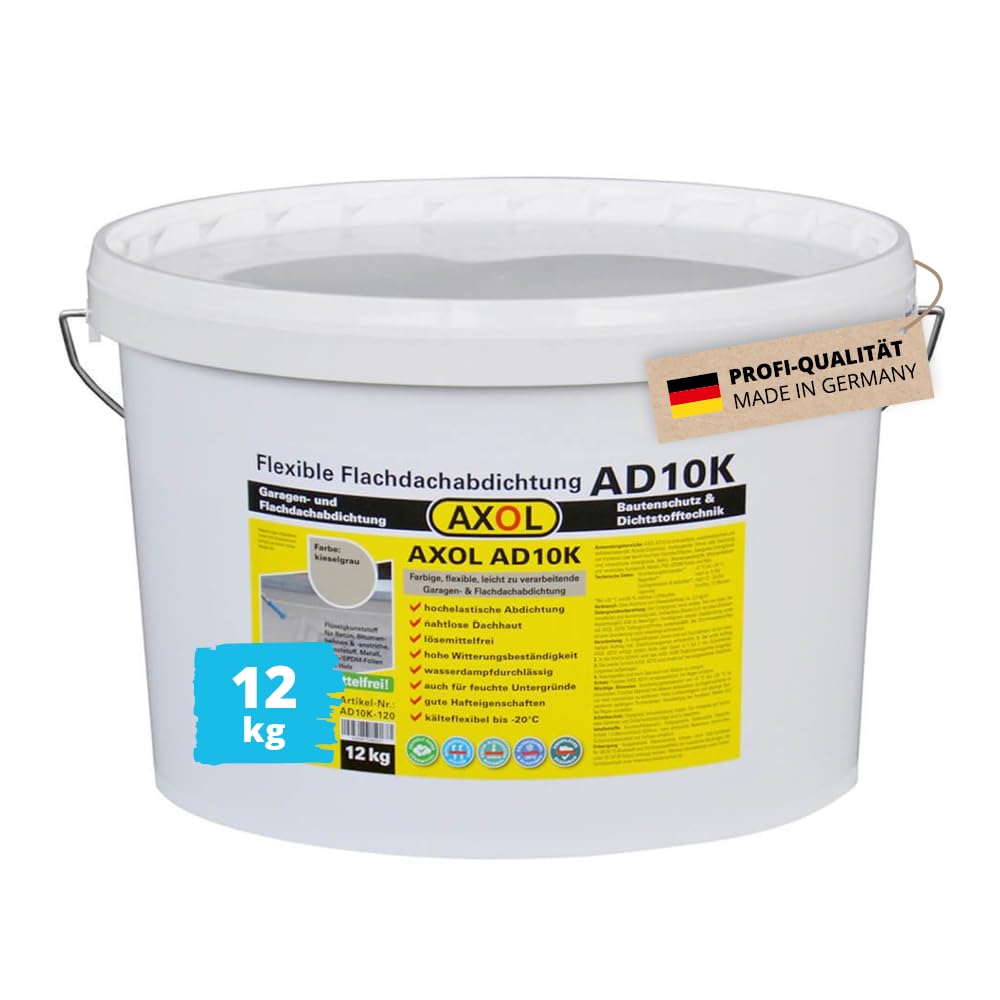 AXOL Flachdachabdichtung, Garage abdichten mit AXOL AD10 12 kg Flüssigkunststoff Kieselgrau