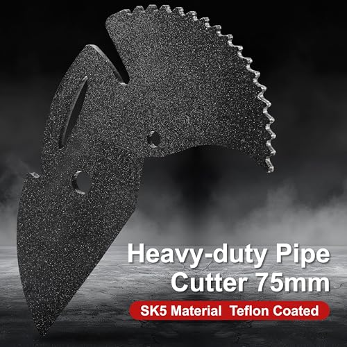 PVC Pipe Cutter Tool, Heavy-Duty PVC Pipe Cutter 3 Inch, 75mm Plastic Pipe Cutter with SK5 Blade and Aluminum Alloy Body, Ratcheting Pipe Cutter and PVC Cutters for PEX, PPR, Hoses and Plumbing Pipes - Image 5