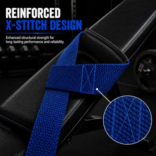 Image of Handler 23-Inch Weight Lifting Straps for Gym Workout - Wrist Support Wraps for Deadlifts, Calisthenics, Boxing & Strength Training - Non-Slip Grip, Neoprene Padded Gym Accessories for Men & Women (Blue, 23 Inches)
