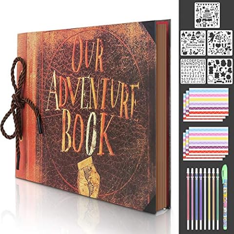 Photo Album Scrapbook Our Adventure Book, Handmade DIY Photo Book Family Scrapbook Wedding Memory Book, Memory Photo Album for Christmas, Anniversary, Travelling (80 Pages) Cover