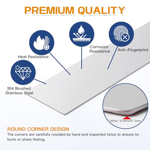 2Pcs 304 Brushed Stainless Steel Sheet Gap Filler, Metal Trim Strip for Wall Oven/Microwave Combo/Range/Cooktop, Self-Adhesive Gap Cover, 30 Inches Long, 2 Inches Wide