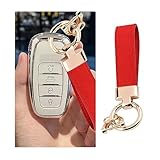 GKmow 1 PC Car Key Fob, Leather Suede Horseshoe Pendant, Unisex Car Key Fob Holder Decoration (Red & Gold)