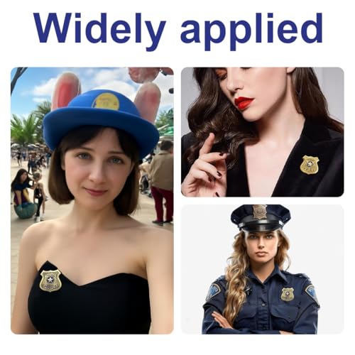 OYZOQ 2 Stück Polizeimarke,Polizei Zubehör Set,Rollenspiel Zubehör,Dienstgrads Abzeichen für Halloween Karneval Dress Up Party