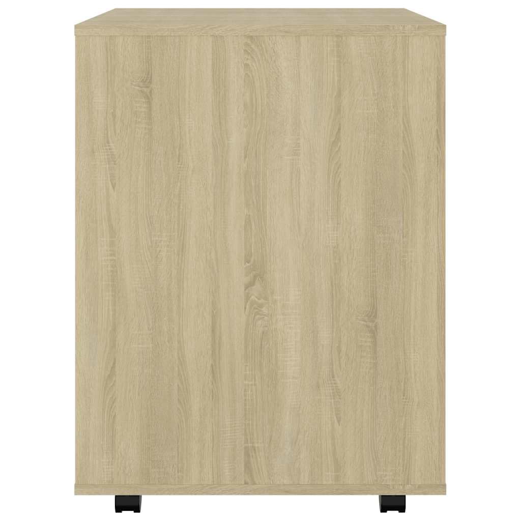 Kontener na kółkach dąb Sonoma 60 x 53 x 72 cm, kontener biurowy na kółkach, przenośna szafka na dokumenty z materiału drewnopochodnego do biura i biura domowego