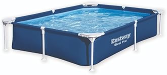 Bestway 56401 Steel Pro Pool | Swimming Pool, Rectangle Above Ground Fast Set Pool, Children’s Detachable Pool, Multiple Sizes, Blue, 221 x 150 x 43 cm