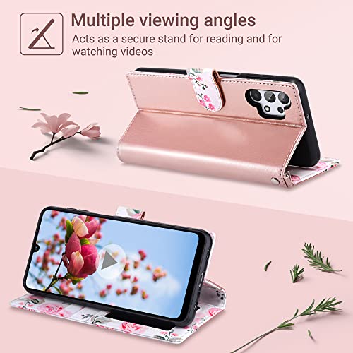 Ulak Galaxy A32 5G Wallet Case, Pu Leather Flip Cover With Card Holder Kickstand, Protective Rose Gold #TOP1