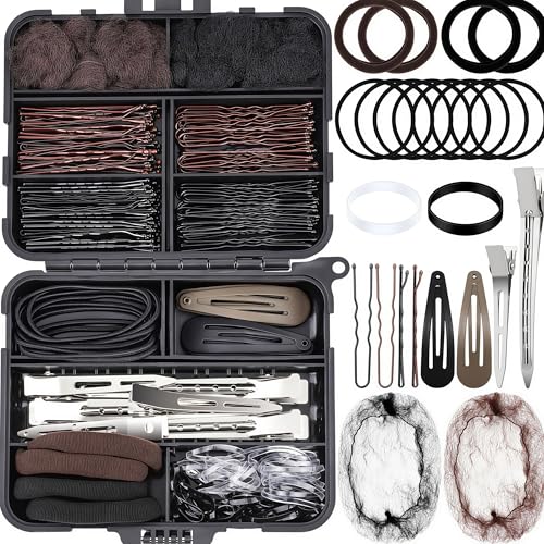 162 Pezzi Kit Professionale Accessori Capelli per Danza Ginnastica, Set Completo per Chignon con Forcine a U, Retine, Elastici Scatola Portaoggetti, Accessori per Ballerine, Ragazze