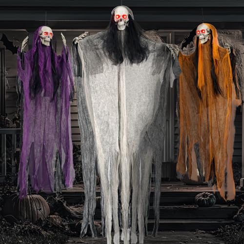 3-Pack Lighted LED Eye Halloween Hanging Skeleton Ghost - image 7
