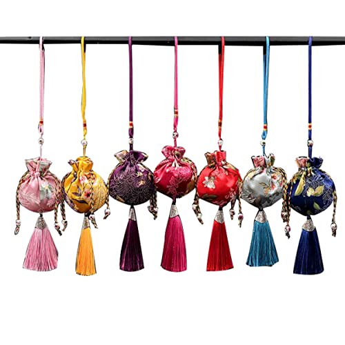 Snadulor 10 Pcs Drawstring Sachets Bags,Silk Brocade Bags,Sachets with Tassels to Make Portable Ssachets,Aromatherapy,Decorations.