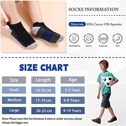 Dosmart Boys Socks 6 Pairs Sport Ankle Athletic Sock Kids Cotton Half Cushioned Low Cut Socks For Little Big Kids(Black Color,6-8 Years) #TOP4
