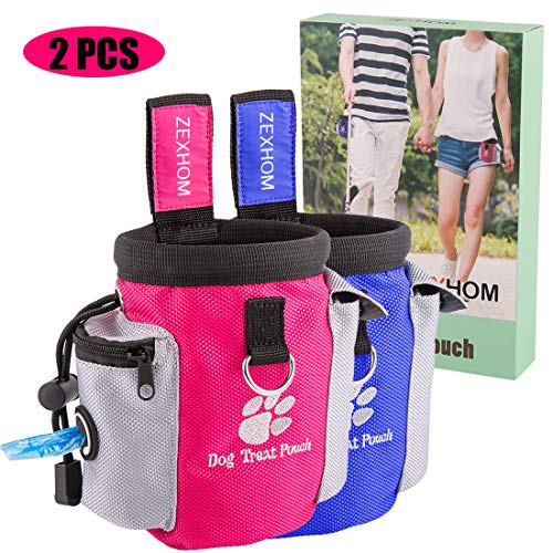 ZEXHOM Dog Treat Pouch, 2PCS Dog Training Bag with Belt Clip, Drawstring Design