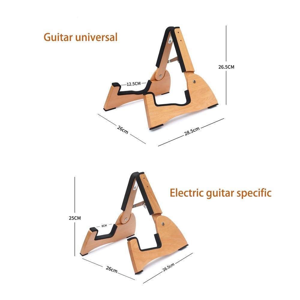 Stojak na gitarę, składany drewniany stojak podłogowy w kształcie litery A do akustycznych gitar elektrycznych klasycznych z gumą antypoślizgową, w pełni zmontowany(Electric guitar specific)