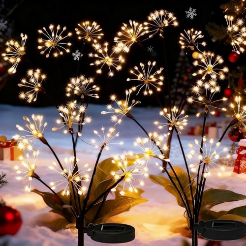 Joycome Solar Weihnachtsbeleuchtung Außen 2 Stück Gartendeko Solarleuchten, 8 Modi Feuerwerk Solar Gartenbeleuchtung Wasserdicht Gartenstecker Solarlampen für Weihnachten Balkon Terrassen Weg Deko Joycome Solar Weihnachtsbeleuchtung Außen 2 Stück Gartendeko Solarleuchten, 8 Modi Feuerwerk Solar Gartenbeleuchtung Wasserdicht Gartenstecker Solarlampen für Weihnachten Balkon Terrassen Weg Deko