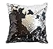 16x16 Mermaid Pillow with Insert Midnight Silver with Flip sequin Throw Pillow Mermaid Magic Glitter Reversible Color Changing Gifts For her Decorative Pillow Shams Dorm Room Décor For Sofa Comfy