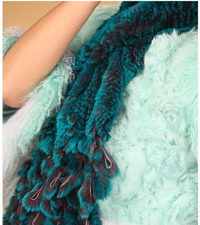 URSFUR Rex Rabbit Pull Through Scarf with Peacock Spike Multicolor3