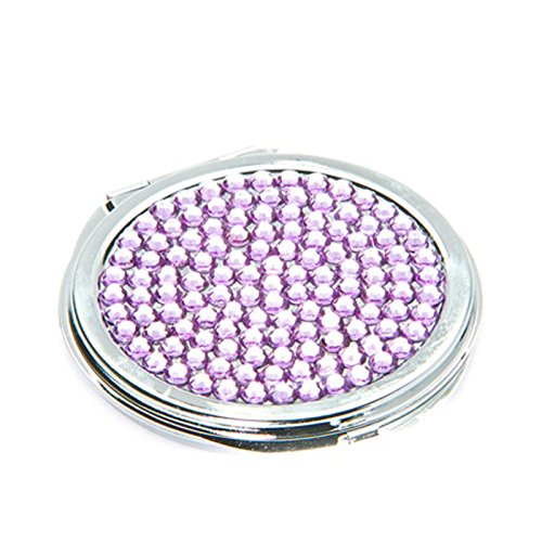 Purple Crystal Round Cosmetic Mirror