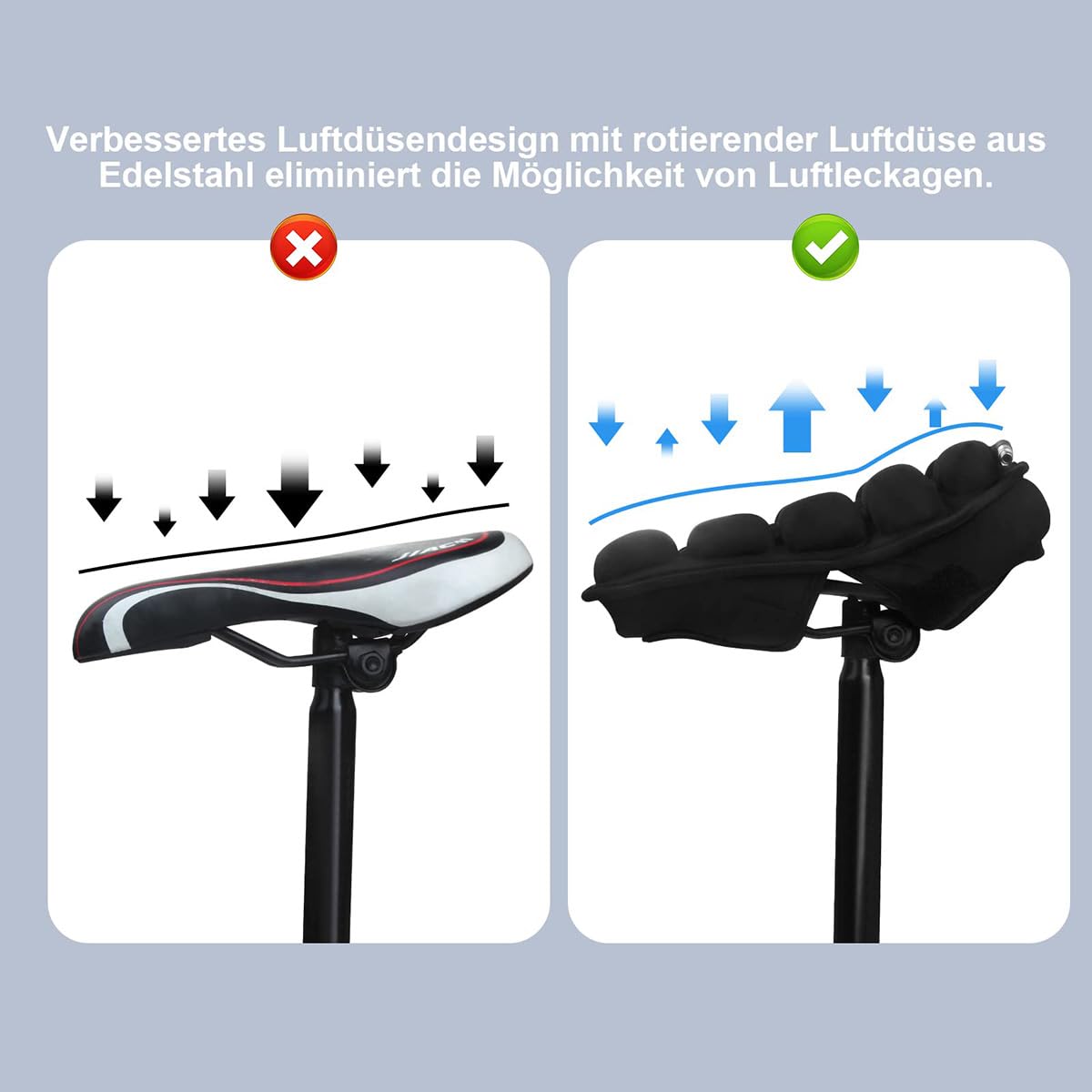 Generisch Fahrradsattel Überzug mit 3D Fahrrad Airbag aufblasbare Sattelpolsterung bequem Antirutsch für Mountainbike Rennrad Elektrofahrrad tragbar