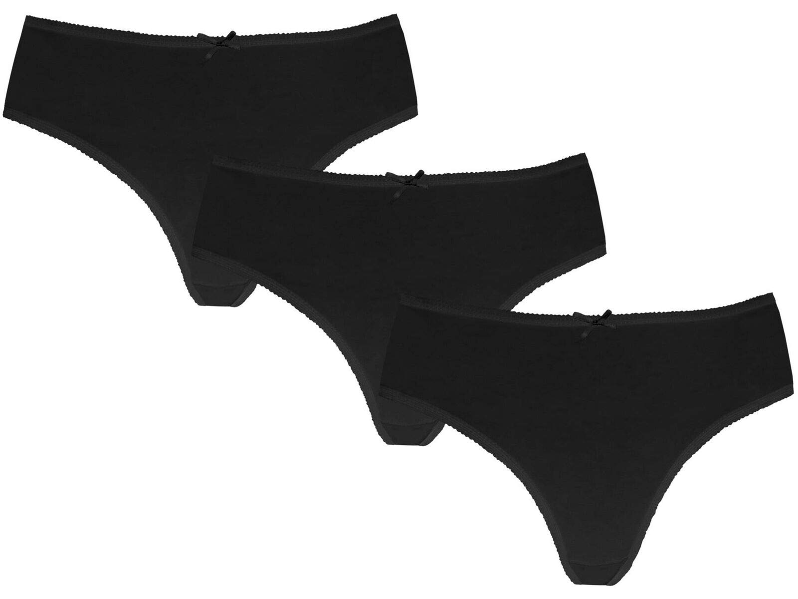 F & S Ltd Women's Black 3 X Cotton Bikini Briefs Pants Knickers Underwear In Size 10 To 20 (10-12/34''-36'' Hips, )