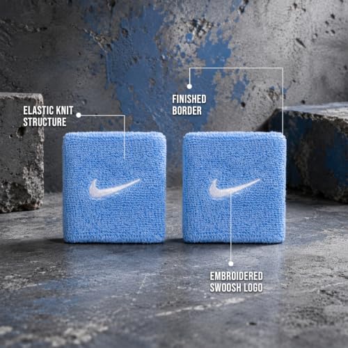 Nike Swoosh Classic Wristbands 2er Pack Schweißbänder Tennis Fitness Running Handgelenkbänder Sport, College Navy/White, One Size – Ansicht 5