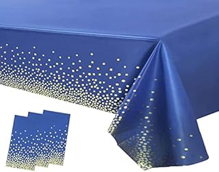 3Pack White and Silver Dot Table Cloth Party Disposable Tablecloths,137x274cm Confetti Table Covers Rectangle Plastic Tablecloth Party for Picnic,Baby Shower,Wedding,Birthday,Christmas Table Decor