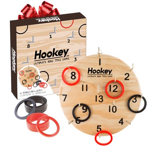 Original Cup Hookey® Game - Jeu de Lancer d'Anneaux avec Cible - Jeux d'Adresse en Bois pour Enfants et Adultes -...