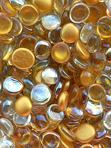 WeJe Glass Gems Standard 17-21mm Round Clear Flat Back Marbles for Home Decor