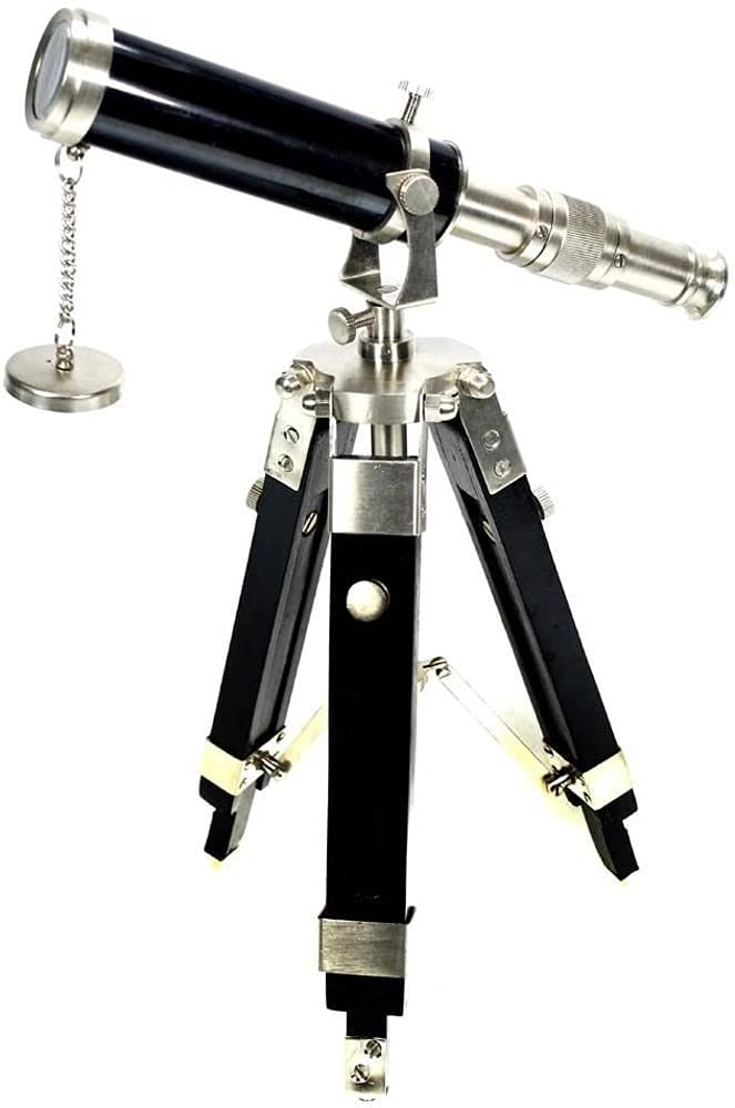 Desktop Telescope with Tripod - Silver Desk Nautical Decor
