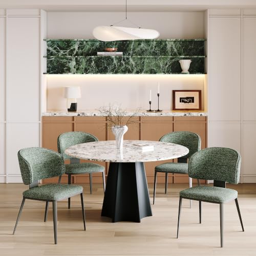 Image of Dining Chairs Set of 6,Farbic Dining Chairs with Metal Frame,Green