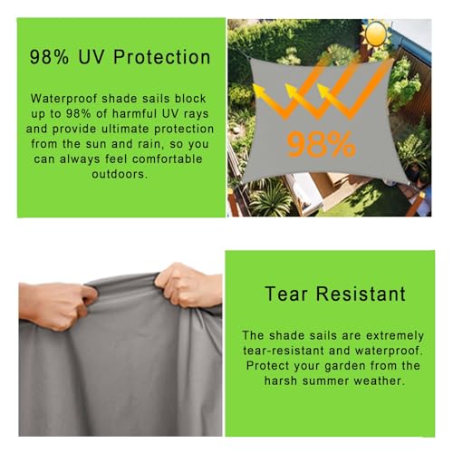 Voile d'ombrage 210 x 280 cm protection UV rideau pare-soleil gris avec oeillets - 5