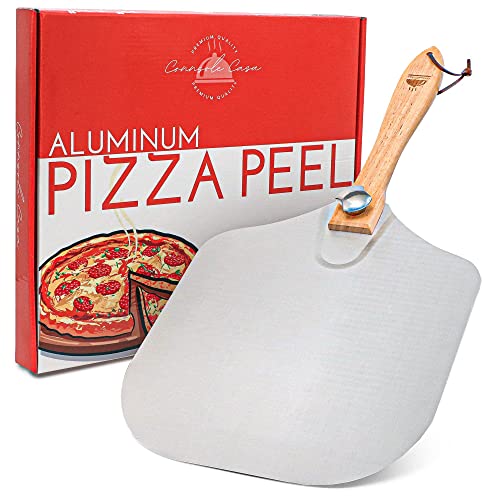 Connsole Casa-Metal Pizza Peel 12 Inch Pizza Paddle with Folding Wooden Handle Aluminum Pizza Peel Pizza Spatula Paddle for Ovens Pizza Peel for Home and Restaurants