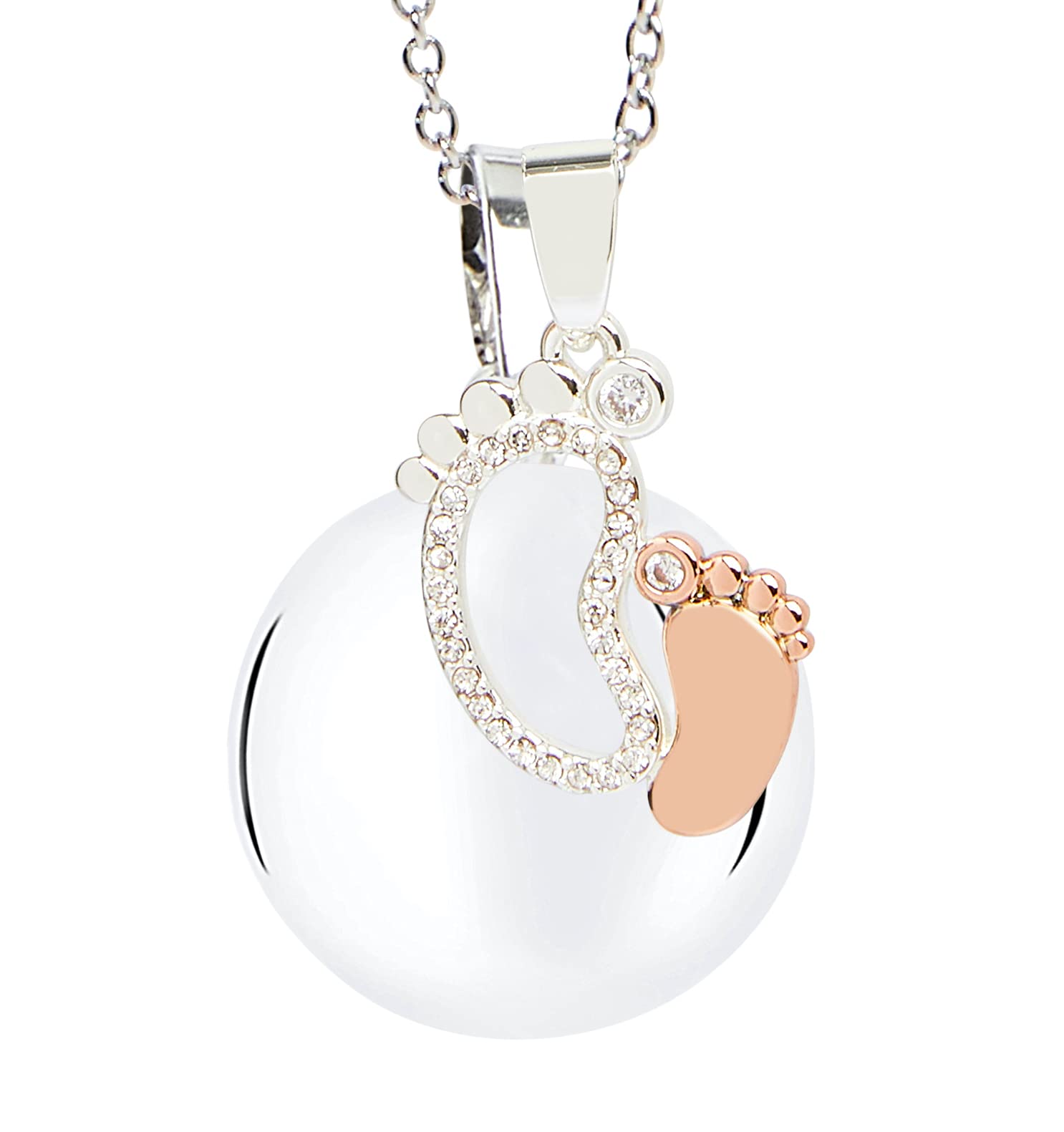 MAMIJUX Chiama Angeli Piedini Mamma Idea Regalo Gravidanza Collana Donna Richiamo degli Angeli Catenina Acciaio