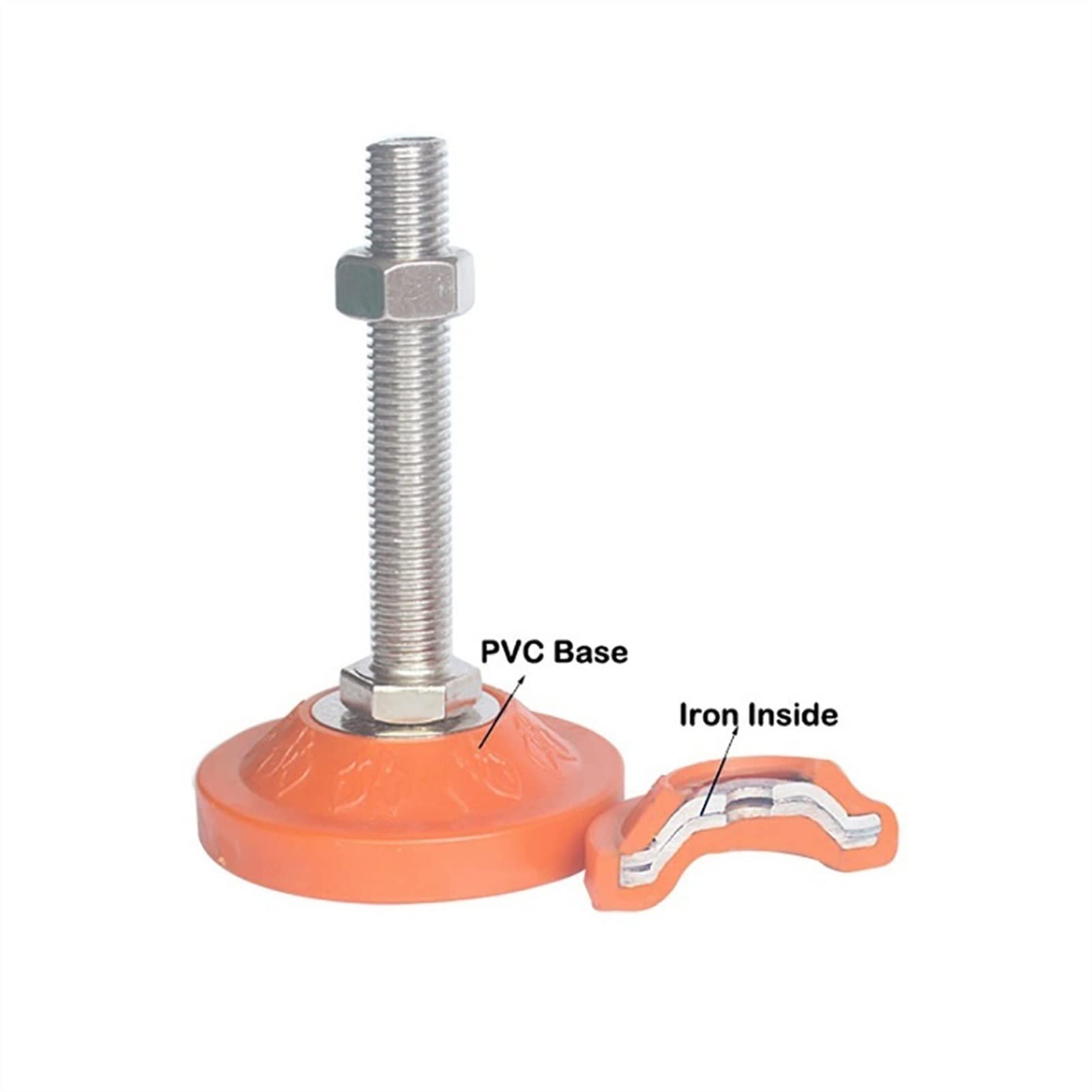 Möbelbeine 4er-Set verstellbare Füße mit Fester Gummibasis, Gewinde-Nivellierfüße for schwere Möbel, Schränke, Regale, Maschinenausrüstung(D60xm12x120mm)