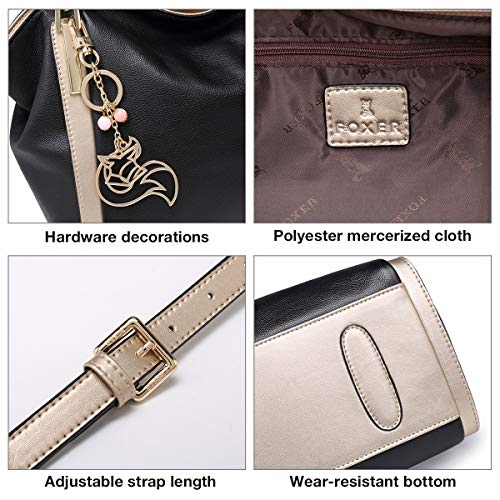 FOXER-Women-Handbag-Leather-Tote-Purse-Shoulder-Bag-Top-Handle-Handbags-Black2