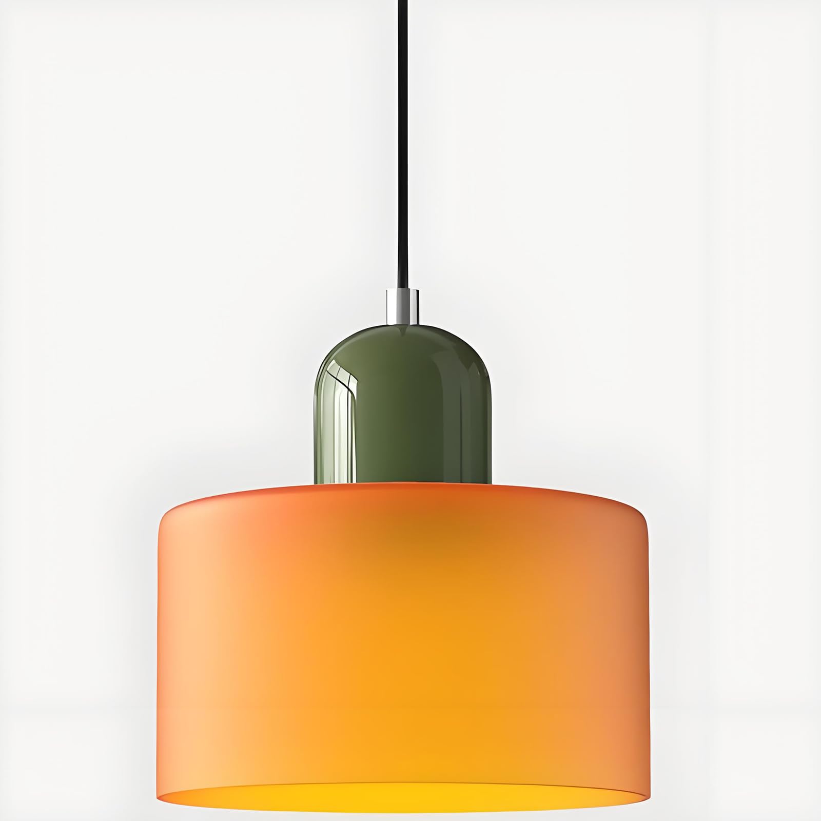Suspension Verre Coloré Petite Moderne Réglable pour Chambre Îlot de Cuisine Salon Couloir Salle à Manger Luminaire (Orange)