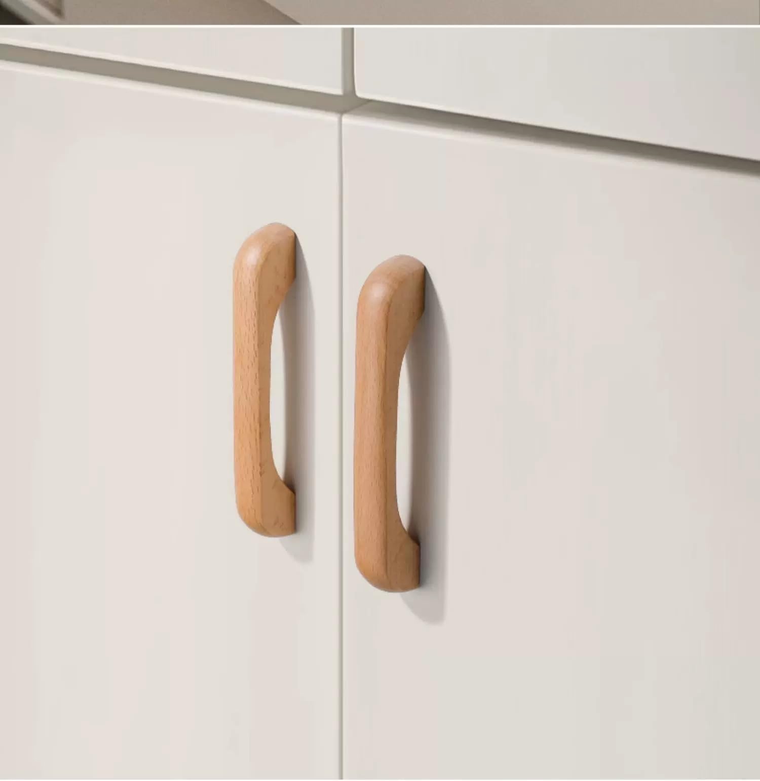 SYZOW 6 Pezzi Maniglie da cucina in legno, 64mm Hole Centers, Cassetto in legno Pull Kitchen Cabinet Maniglie
