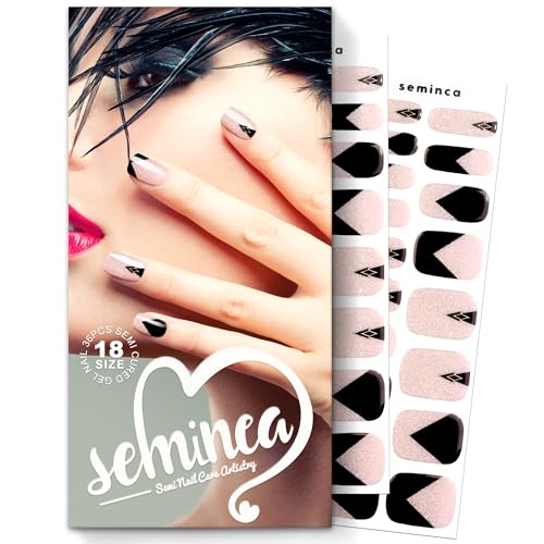 SEMINCA Semi Cured Gel Nail Strips-Geometric Press on Nails Pink
