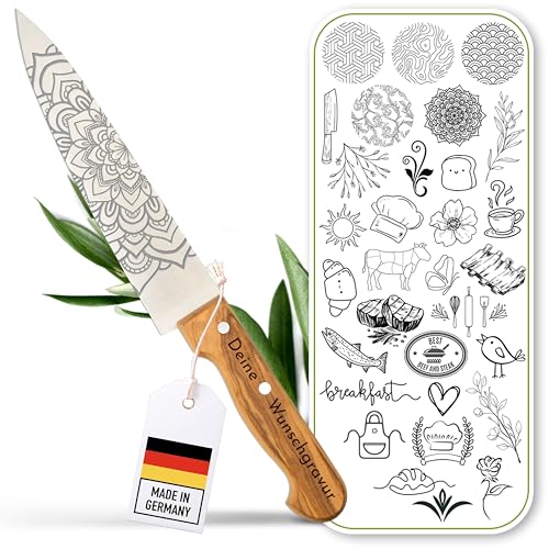 Küchenmesser personalisiert, Olivenholz - Hochwertiges Solinger Kochmesser als individuelles Geschenk