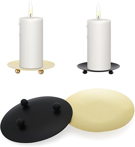 Miniatura 3 de Juego de 4 portavelas de hierro dorado de 3.5 pulgadas, portavelas de pilar resistente al óxido con placa de vidrio de dos tonos para decoración