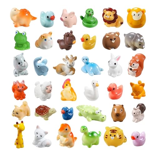 40 Pcs Tiny Resin Animals to Hide Mini Forest Animals Figurines for Dollhouse Miniature Garden Fairy Garden Succulents Plants Ornaments