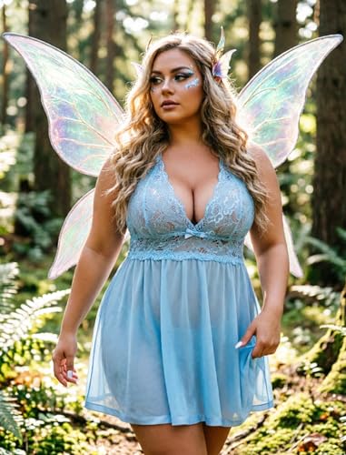Image of Avidlove Women Plus Size Babydoll Lingerie Lace Chemise Mesh Sleepwear | Sexy Plus-sized Teddies V Neck Sheer Mesh Lace Babydoll Lingerie Dress Teddy Chemise Nighty Sleepwear L-5XL